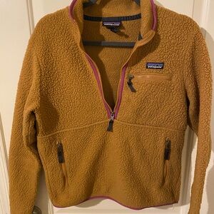 Patagonia Tan Fleece Jacket with Pink Accents